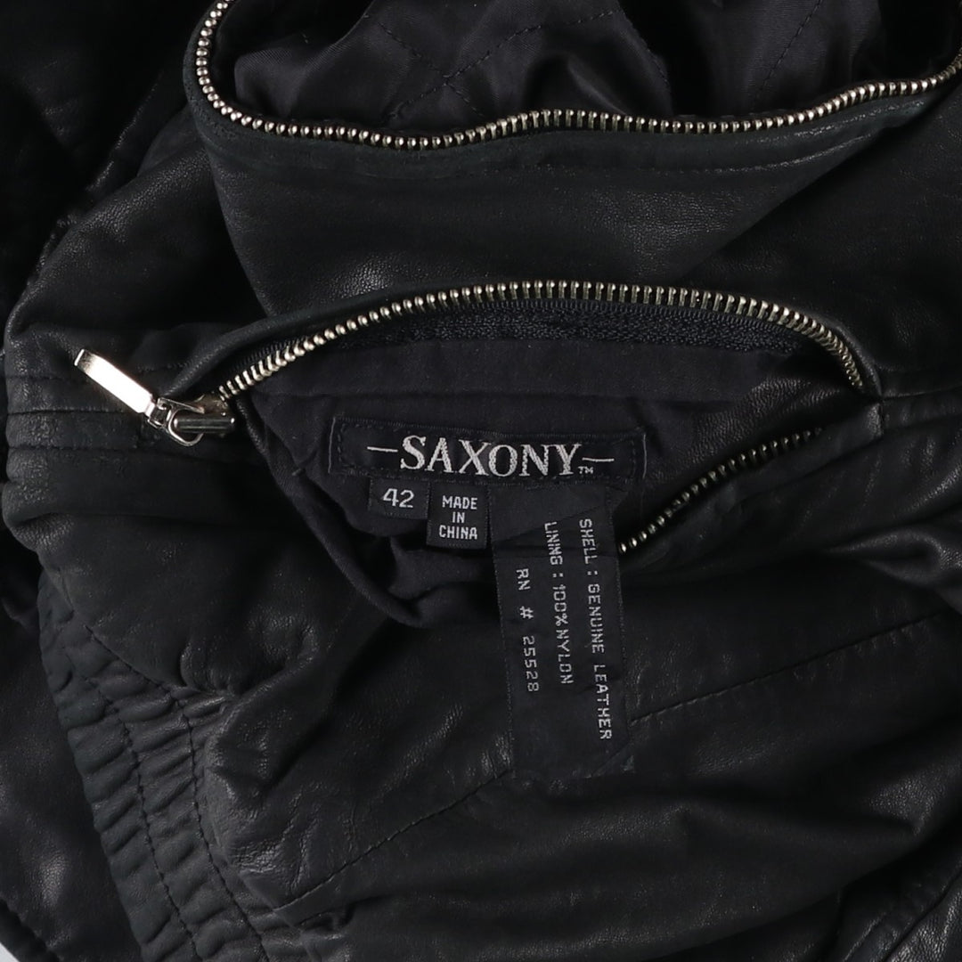 SAXONY Swing Top Type Reversible Leather Blouson, Men's Size L (approx.) genuine leather black type Vintage Second Hand