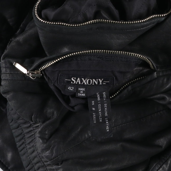 SAXONY Swing Top Type Reversible Leather Blouson, Men's Size L (approx.) genuine leather black type Vintage Second Hand