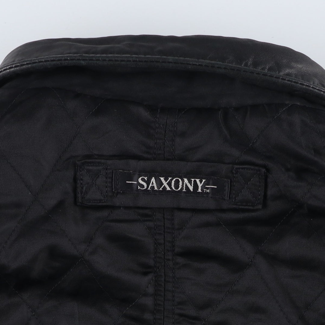 SAXONY Swing Top Type Reversible Leather Blouson, Men's Size L (approx.) genuine leather black type Vintage Second Hand