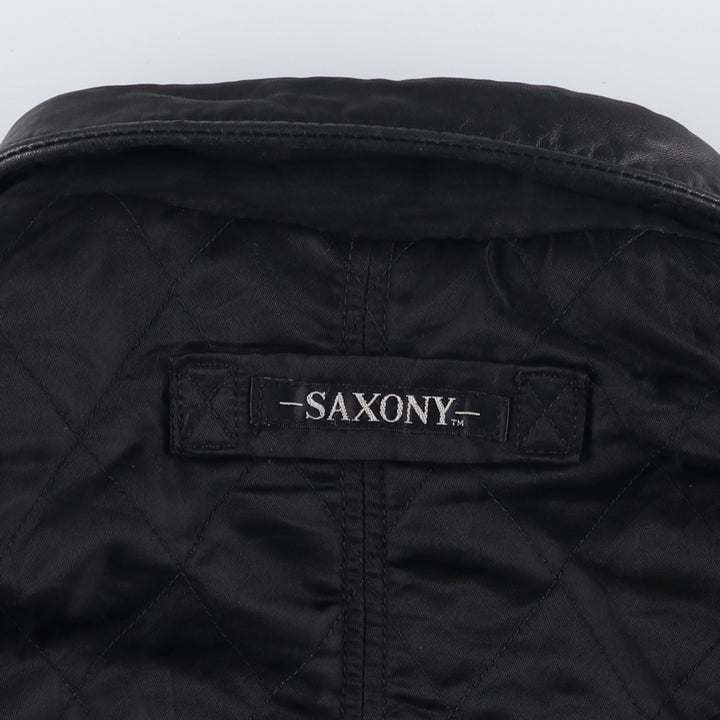 SAXONY Swing Top Type Reversible Leather Blouson, Men's Size L (approx.) genuine leather black type Vintage Second Hand