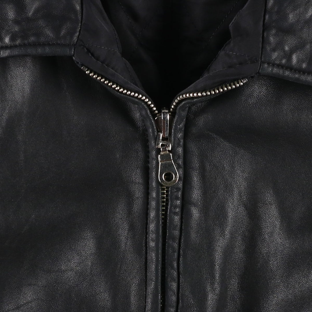 SAXONY Swing Top Type Reversible Leather Blouson, Men's Size L (approx.) genuine leather black type Vintage Second Hand