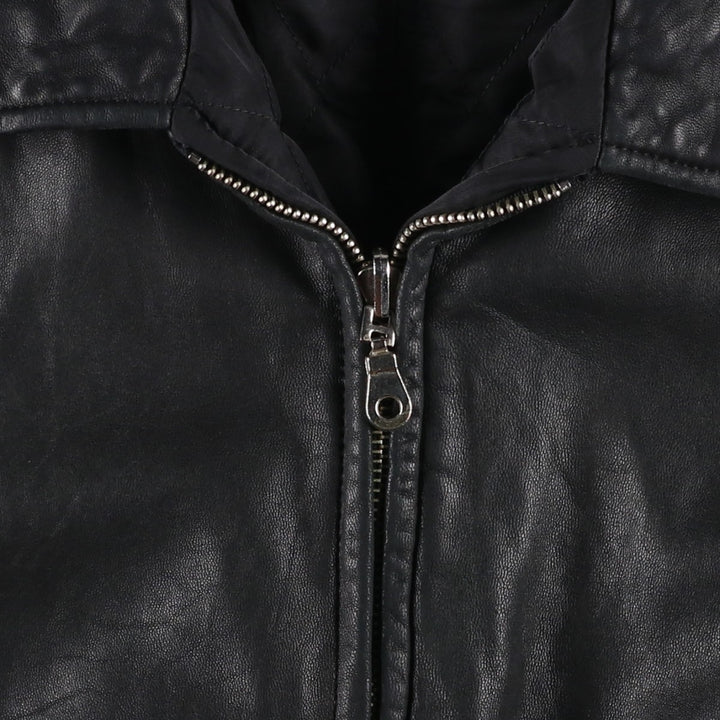 SAXONY Swing Top Type Reversible Leather Blouson, Men's Size L (approx.) genuine leather black type Vintage Second Hand