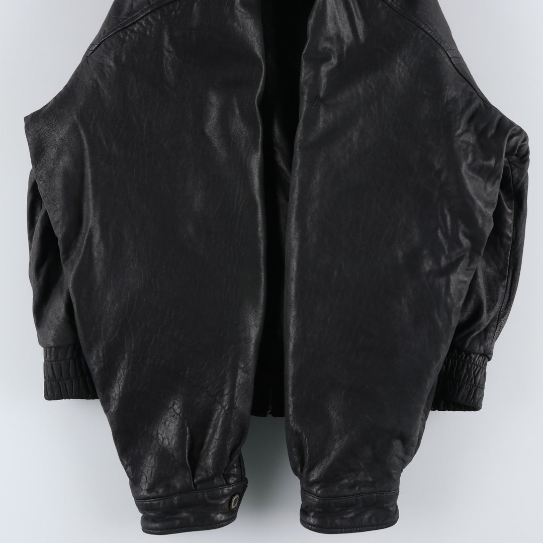 SAXONY Swing Top Type Reversible Leather Blouson, Men's Size L (approx.) genuine leather black type Vintage Second Hand