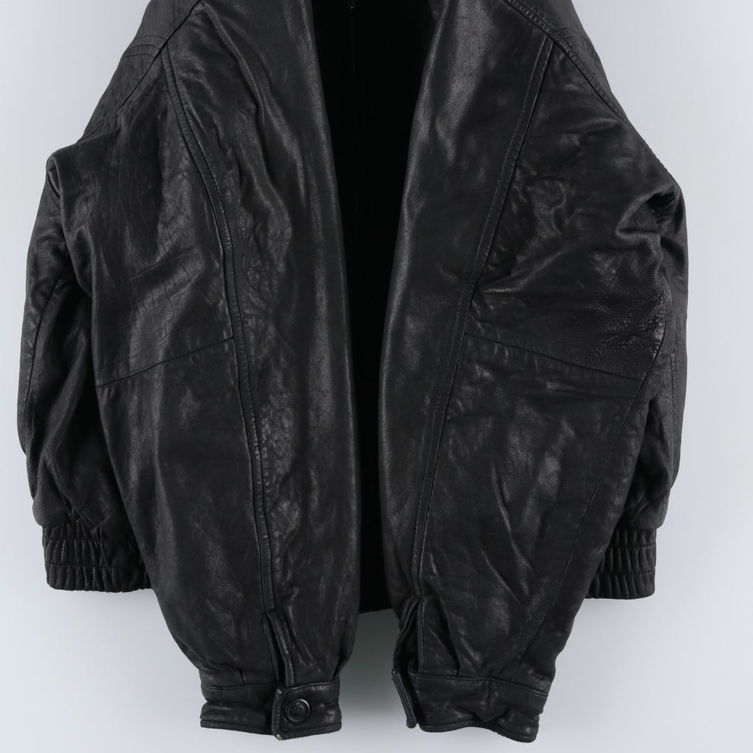 SAXONY Swing Top Type Reversible Leather Blouson, Men's Size L (approx.) genuine leather black type Vintage Second Hand