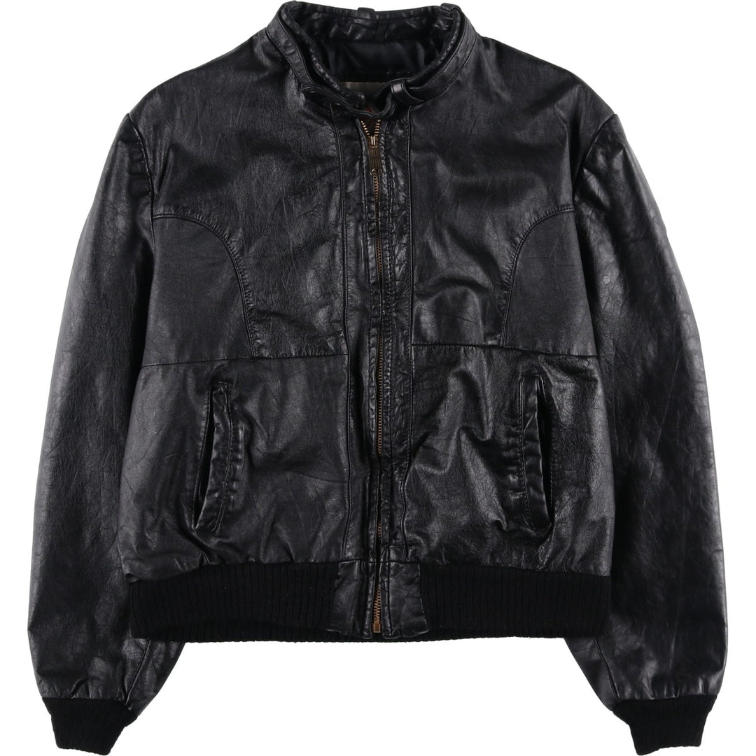 1970'S Sears THE LEARHER SHOP Leather Blouson, Men's Size L (approx.), Vintage genuine leather black type Vintage Second Hand
