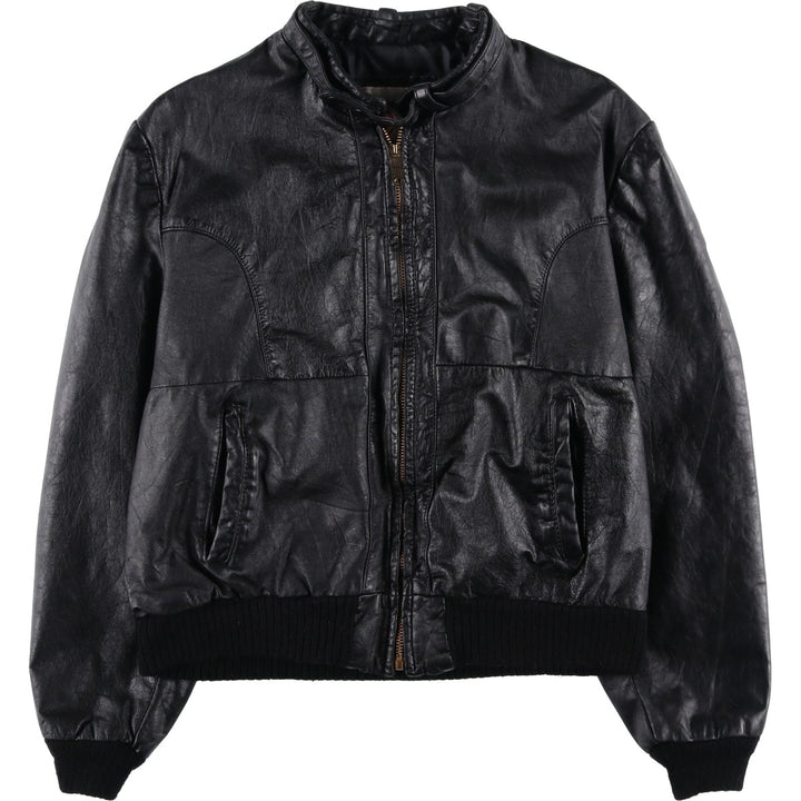 1970'S Sears THE LEARHER SHOP Leather Blouson, Men's Size L (approx.), Vintage genuine leather black type Vintage Second Hand