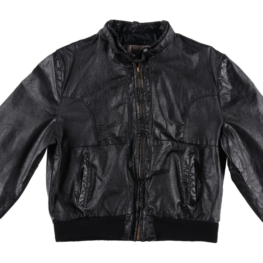1970'S Sears THE LEARHER SHOP Leather Blouson, Men's Size L (approx.), Vintage genuine leather black type Vintage Second Hand