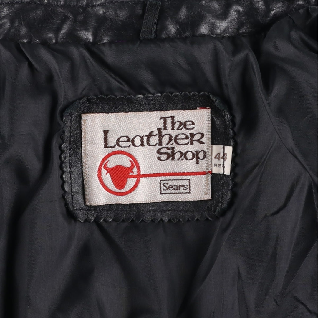 1970'S Sears THE LEARHER SHOP Leather Blouson, Men's Size L (approx.), Vintage genuine leather black type Vintage Second Hand