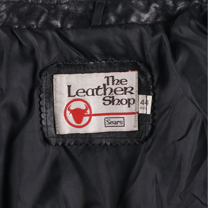 1970'S Sears THE LEARHER SHOP Leather Blouson, Men's Size L (approx.), Vintage genuine leather black type Vintage Second Hand