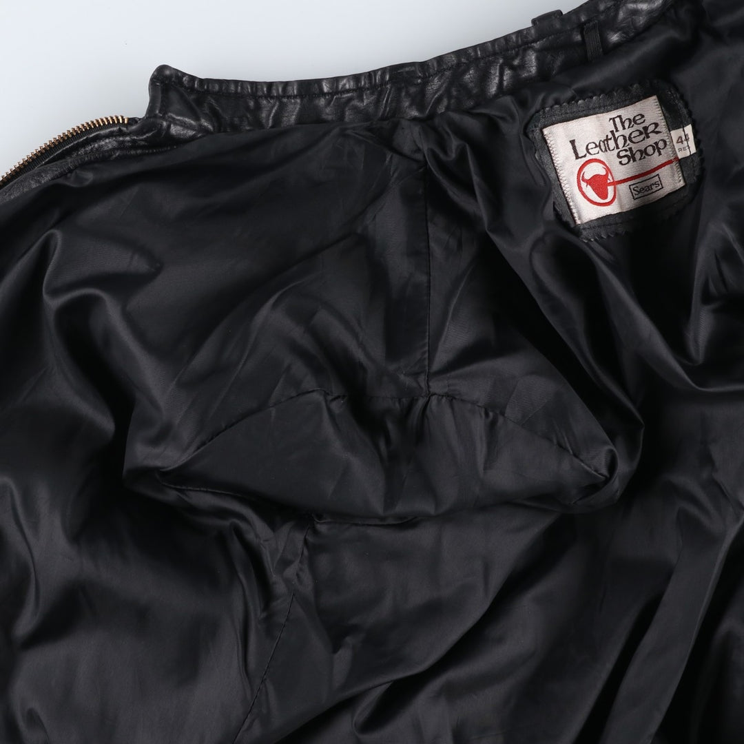 1970'S Sears THE LEARHER SHOP Leather Blouson, Men's Size L (approx.), Vintage genuine leather black type Vintage Second Hand