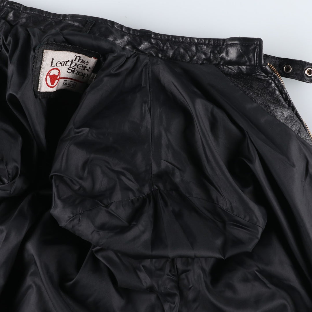 1970'S Sears THE LEARHER SHOP Leather Blouson, Men's Size L (approx.), Vintage genuine leather black type Vintage Second Hand