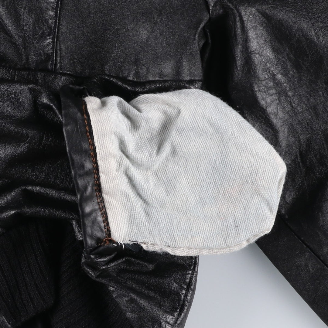 1970'S Sears THE LEARHER SHOP Leather Blouson, Men's Size L (approx.), Vintage genuine leather black type Vintage Second Hand