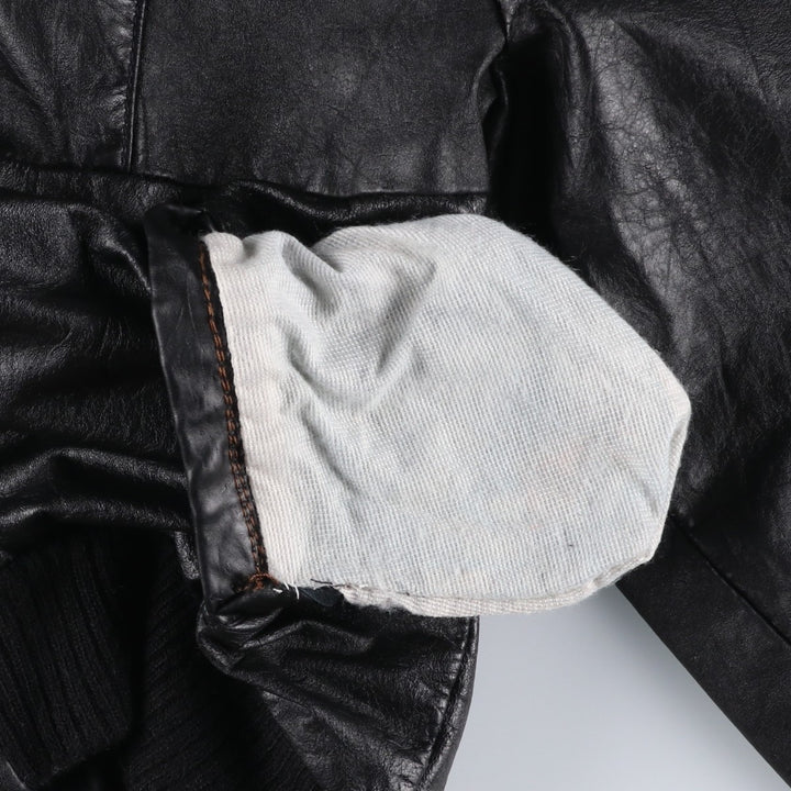 1970'S Sears THE LEARHER SHOP Leather Blouson, Men's Size L (approx.), Vintage genuine leather black type Vintage Second Hand