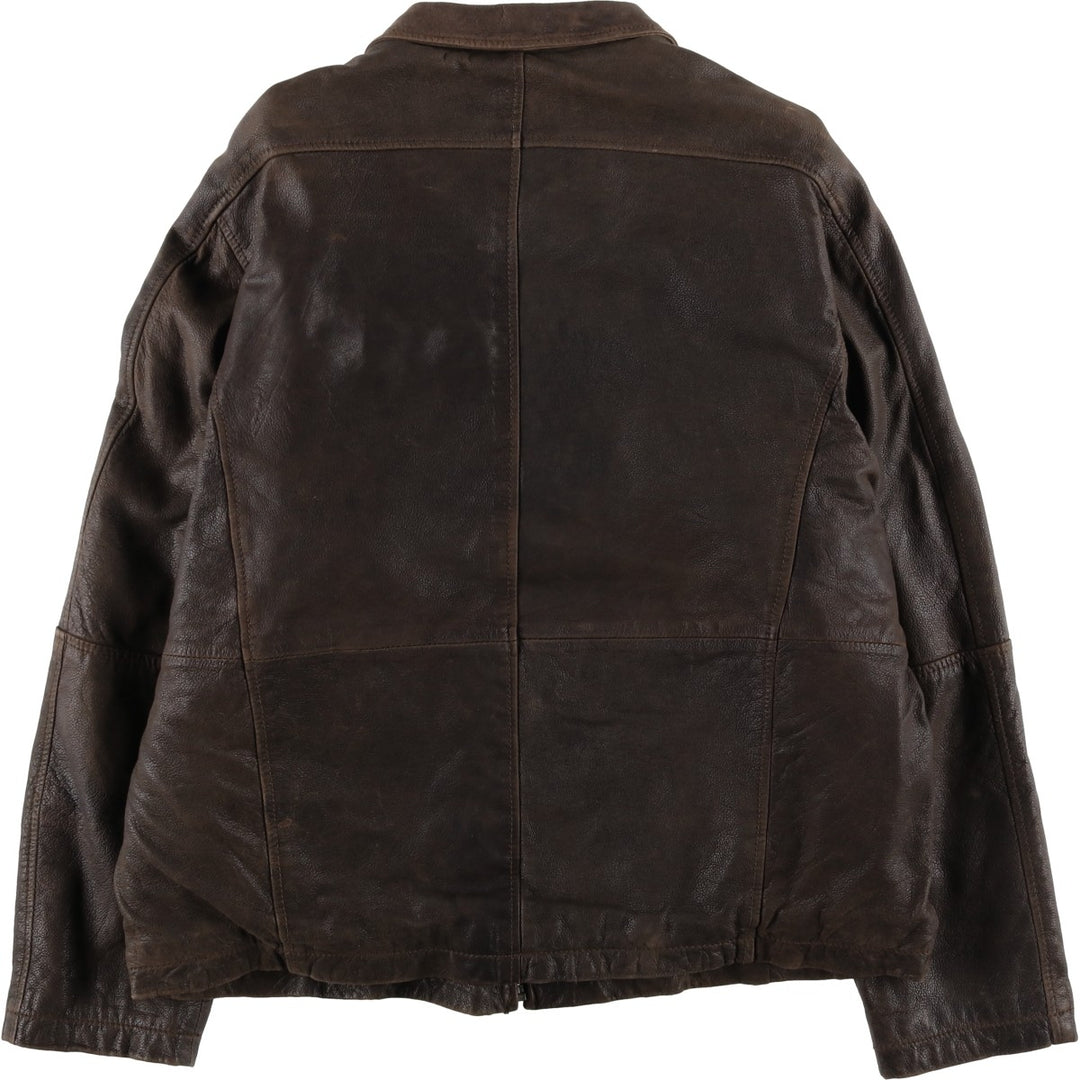 Columbia Swing Top Style Padded Leather Blouson, Men's Size XL genuine leather brown type Vintage Second Hand