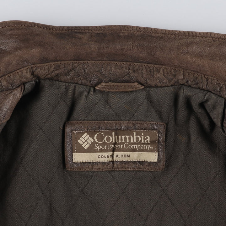 Columbia Swing Top Style Padded Leather Blouson, Men's Size XL genuine leather brown type Vintage Second Hand