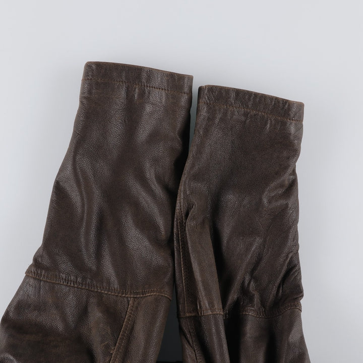 Columbia Swing Top Style Padded Leather Blouson, Men's Size XL genuine leather brown type Vintage Second Hand