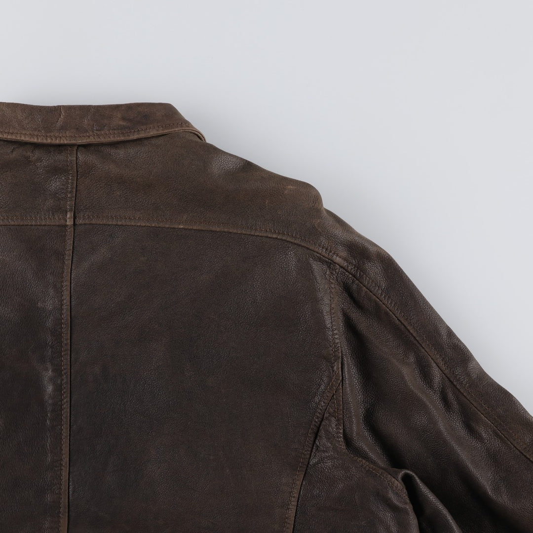 Columbia Swing Top Style Padded Leather Blouson, Men's Size XL genuine leather brown type Vintage Second Hand
