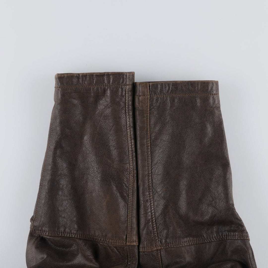 Columbia Swing Top Style Padded Leather Blouson, Men's Size XL genuine leather brown type Vintage Second Hand