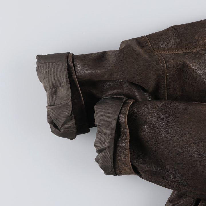 Columbia Swing Top Style Padded Leather Blouson, Men's Size XL genuine leather brown type Vintage Second Hand