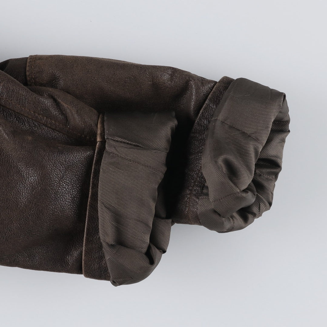 Columbia Swing Top Style Padded Leather Blouson, Men's Size XL genuine leather brown type Vintage Second Hand