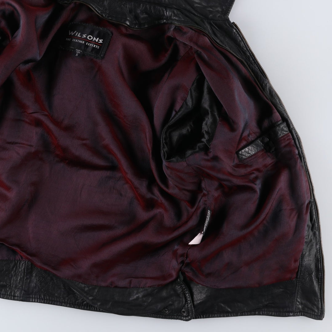 Wilson's Leather Swing Top Type Padded Leather Blouson, Men's Size S (approx.) genuine leather black type Vintage Second Hand