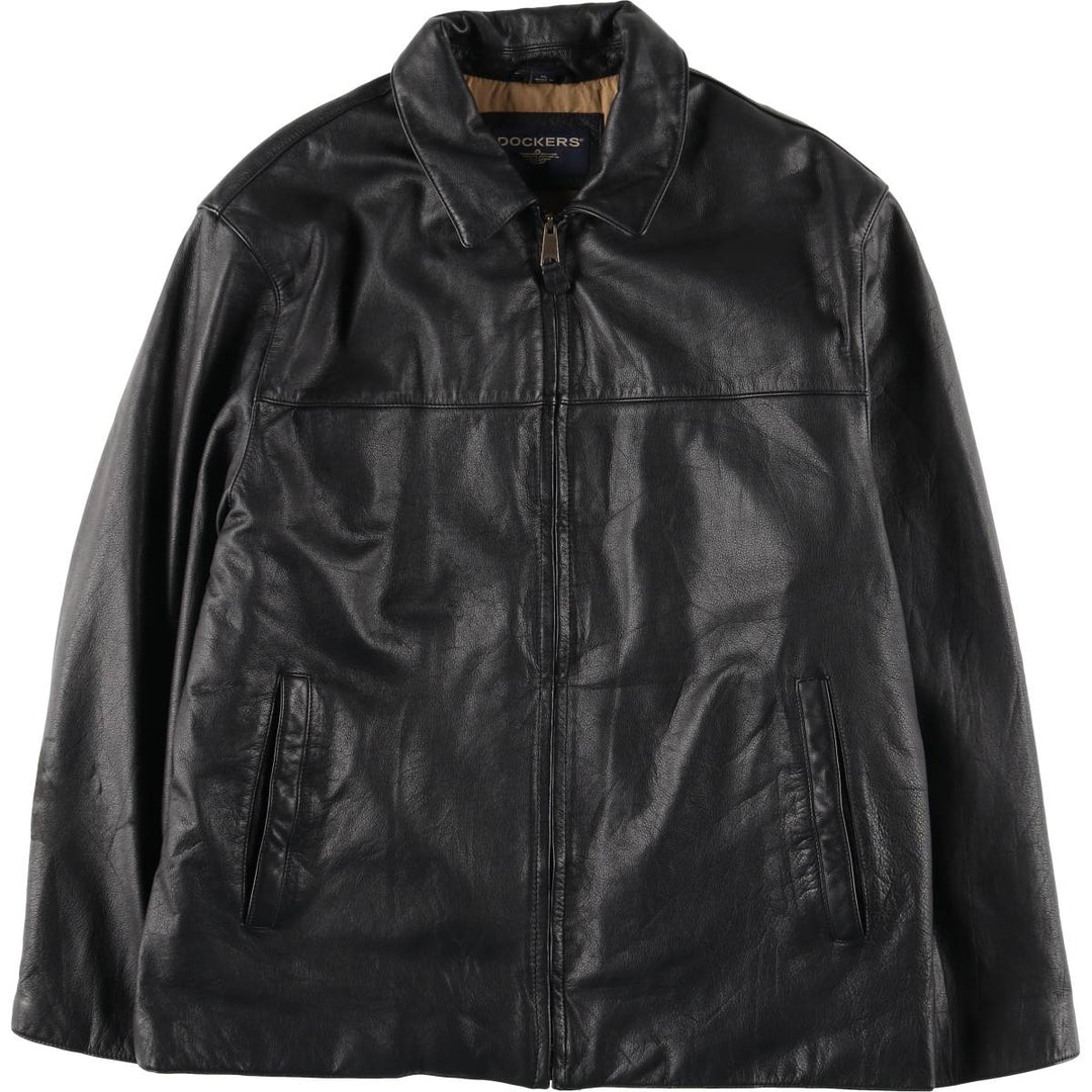 Dockers Swing Top Padded Leather Blouson, Men's XL genuine leather black type Vintage Second Hand