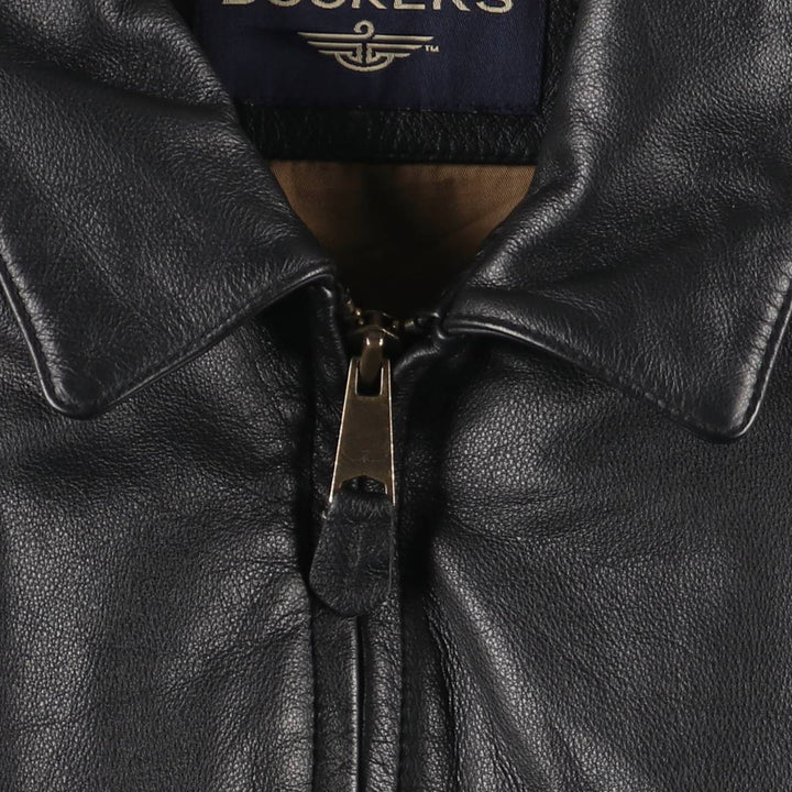 Dockers Swing Top Padded Leather Blouson, Men's XL genuine leather black type Vintage Second Hand
