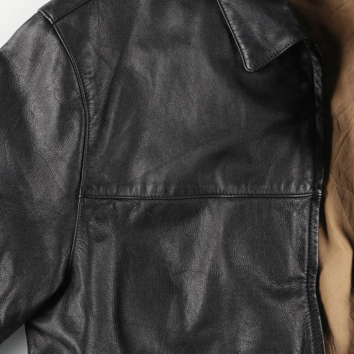 Dockers Swing Top Padded Leather Blouson, Men's XL genuine leather black type Vintage Second Hand