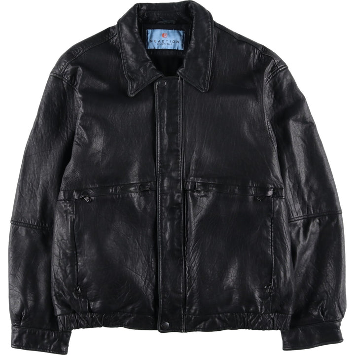 Kenneth Cole REACTION Leather Blouson, Men's Size L genuine leather black type Vintage Second Hand