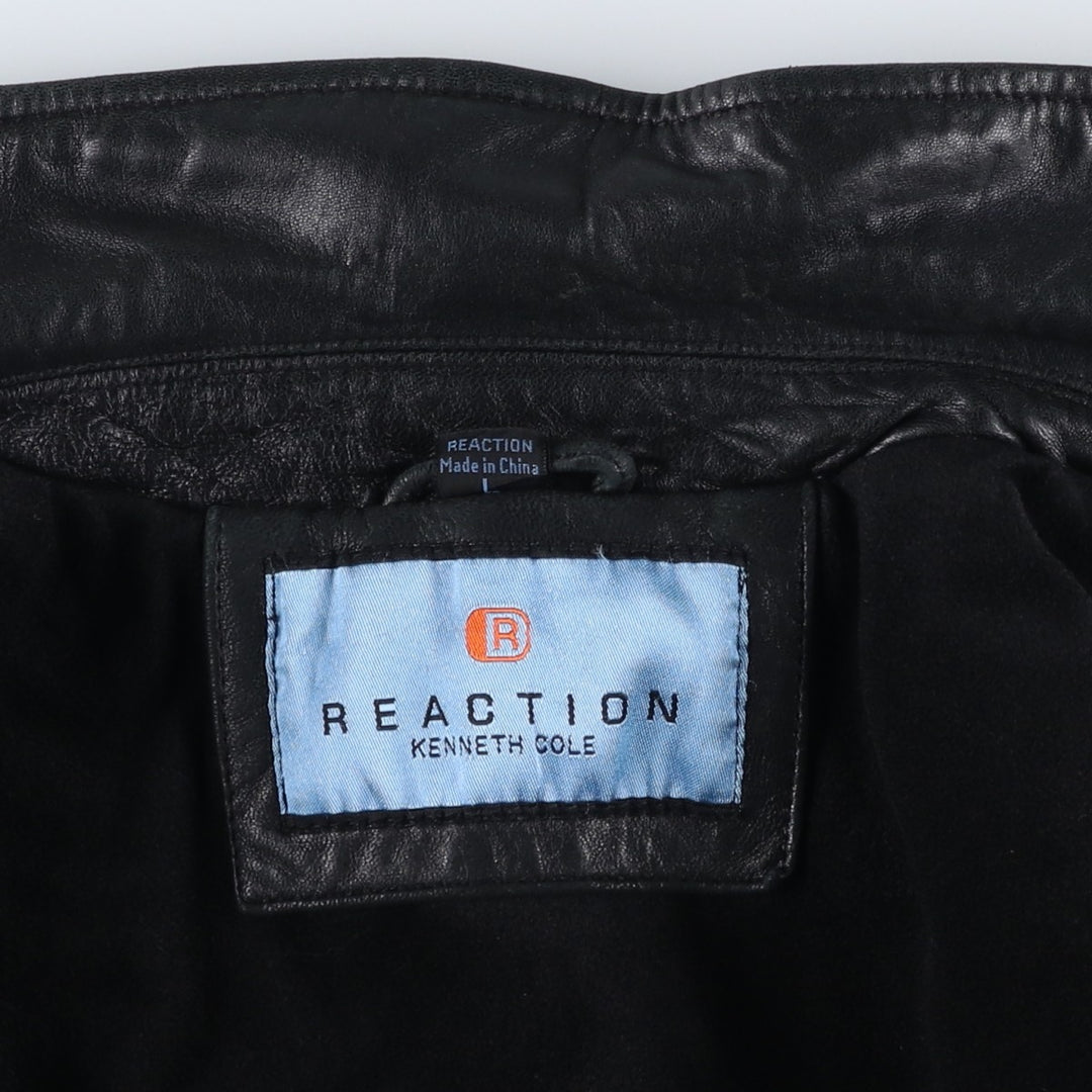Kenneth Cole REACTION Leather Blouson, Men's Size L genuine leather black type Vintage Second Hand