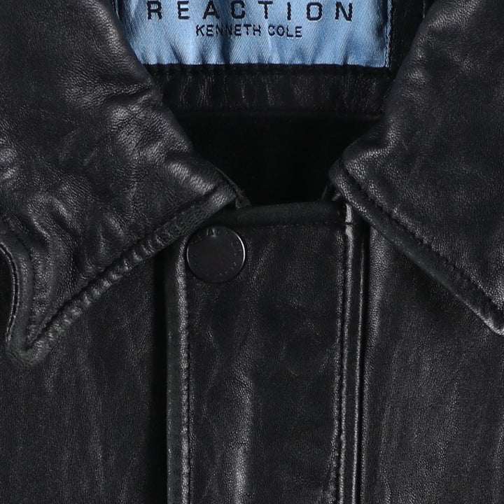 Kenneth Cole REACTION Leather Blouson, Men's Size L genuine leather black type Vintage Second Hand