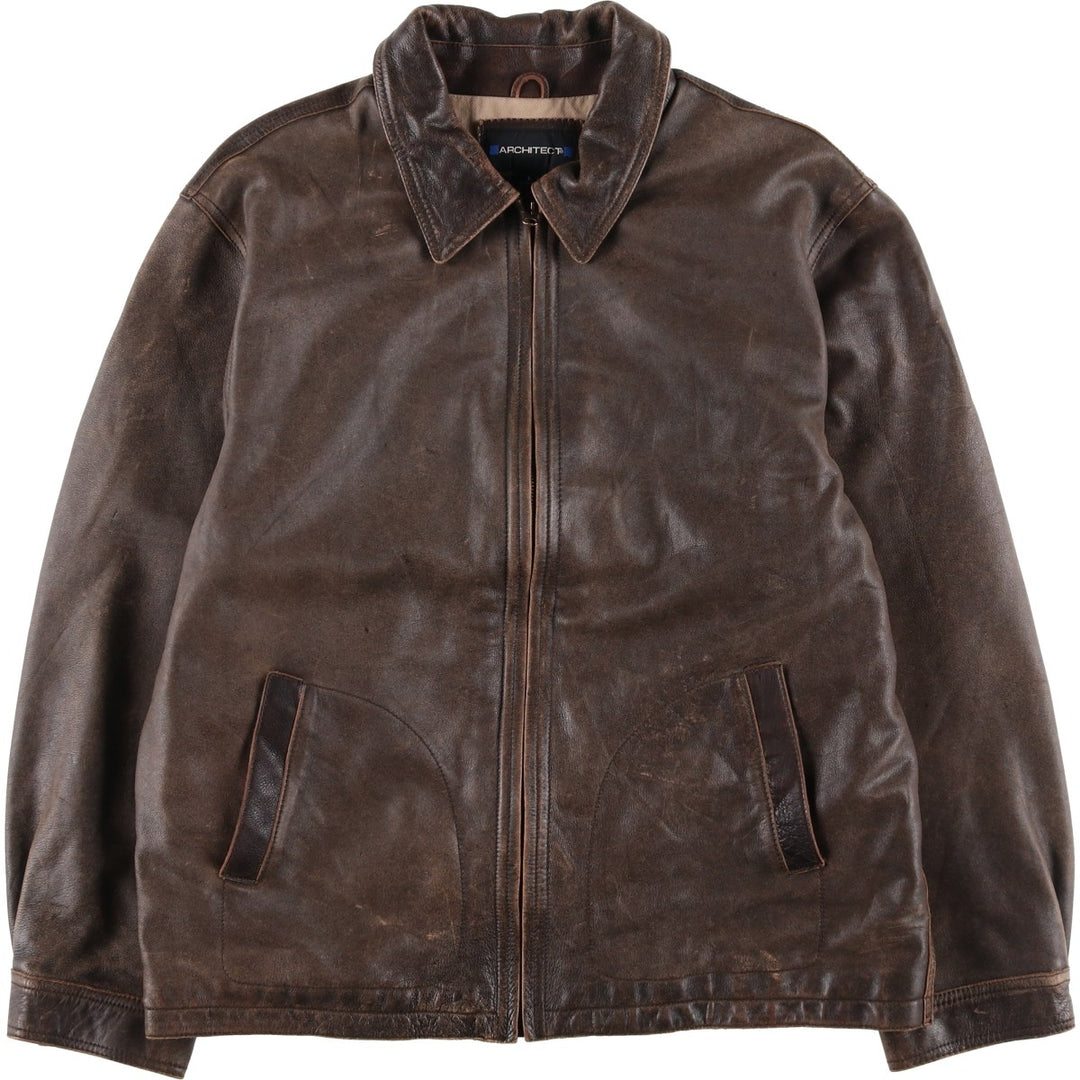 ARCHITECT Leather Jacket Men's Size L genuine leather brown type Vintage Second Hand