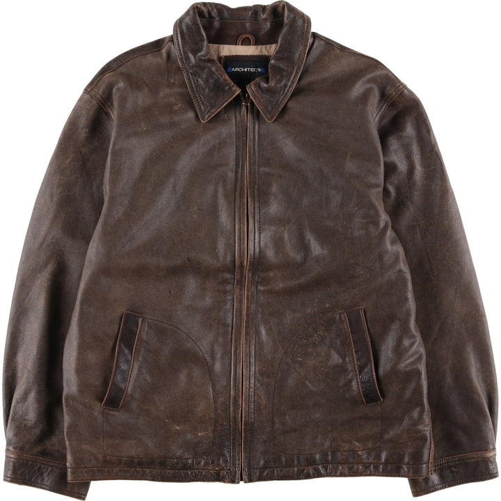ARCHITECT Leather Jacket Men's Size L genuine leather brown type Vintage Second Hand