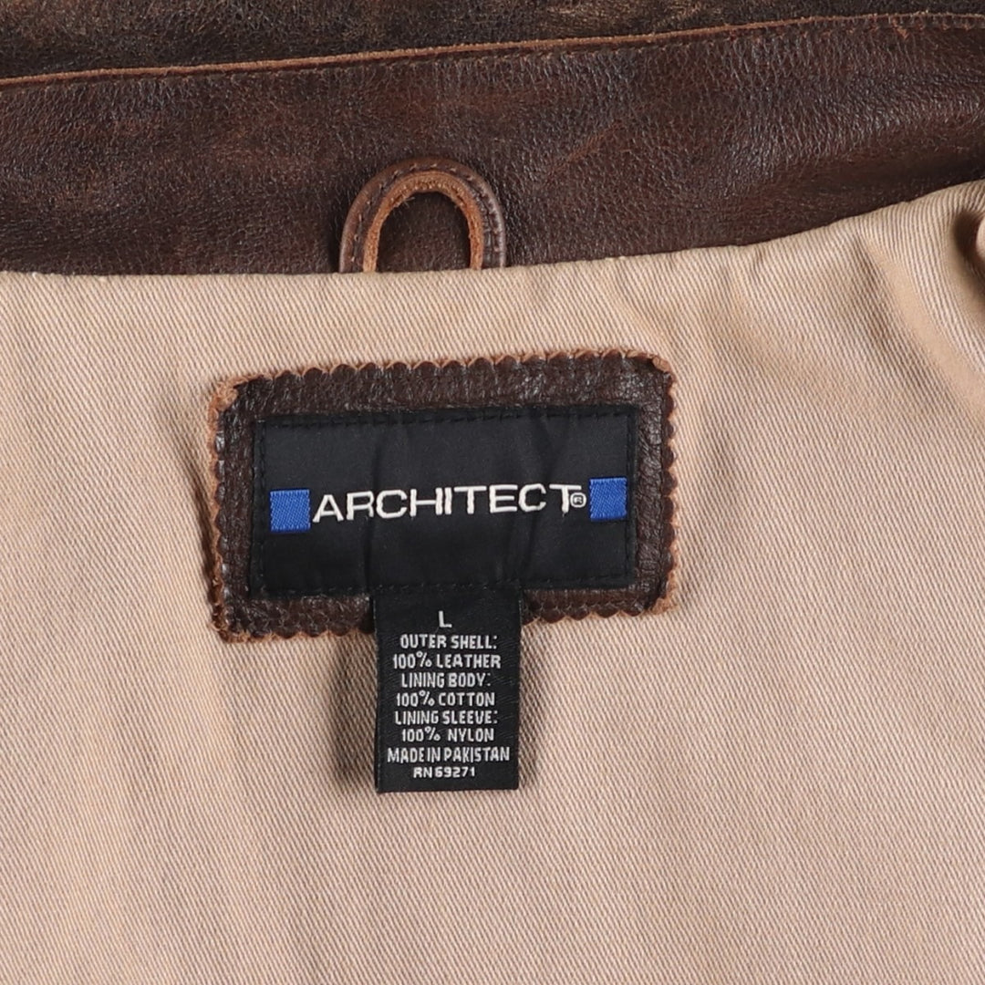 ARCHITECT Leather Jacket Men's Size L genuine leather brown type Vintage Second Hand