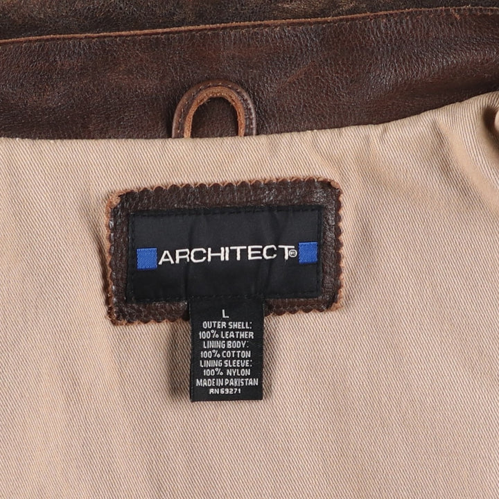 ARCHITECT Leather Jacket Men's Size L genuine leather brown type Vintage Second Hand