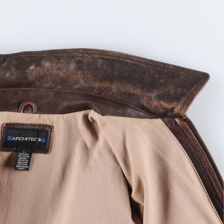 ARCHITECT Leather Jacket Men's Size L genuine leather brown type Vintage Second Hand