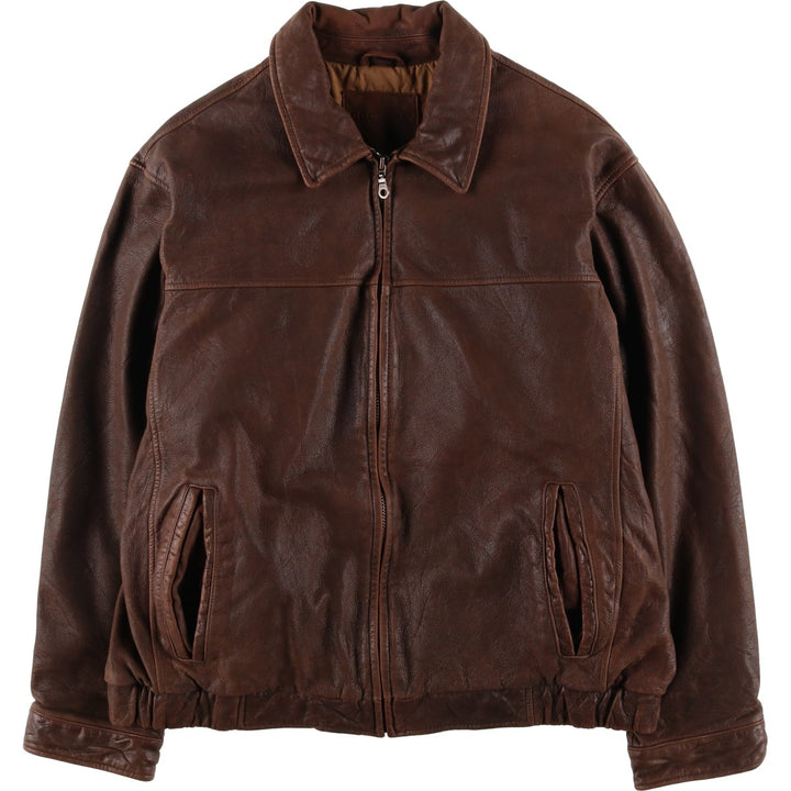 Dockers Swing Top Padded Leather Blouson, Men's XL genuine leather brown type Vintage Second Hand