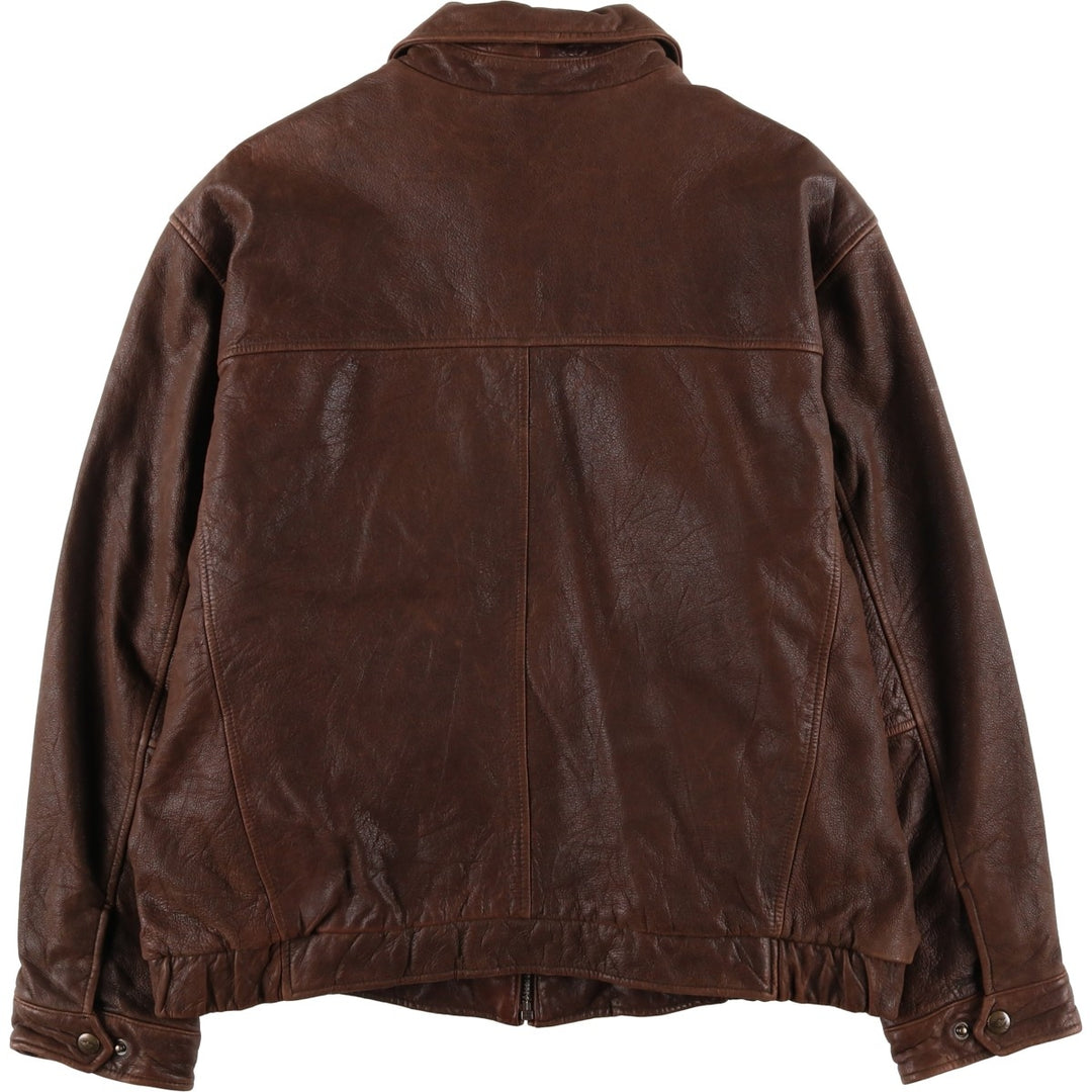 Dockers Swing Top Padded Leather Blouson, Men's XL genuine leather brown type Vintage Second Hand