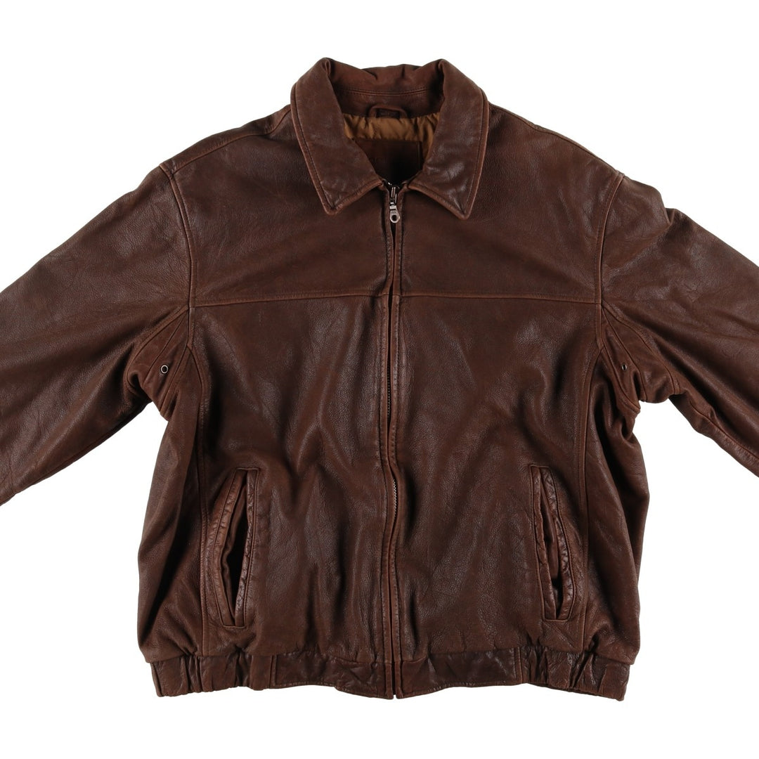 Dockers Swing Top Padded Leather Blouson, Men's XL genuine leather brown type Vintage Second Hand