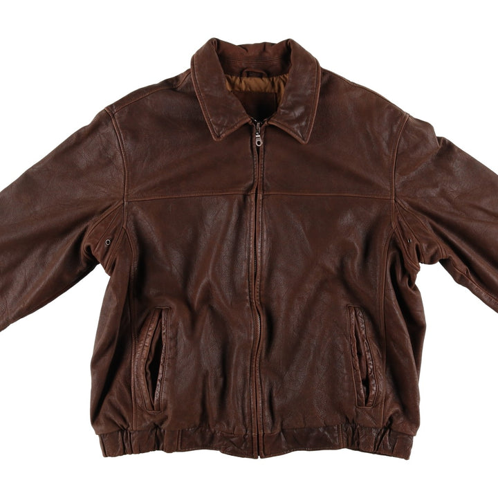 Dockers Swing Top Padded Leather Blouson, Men's XL genuine leather brown type Vintage Second Hand