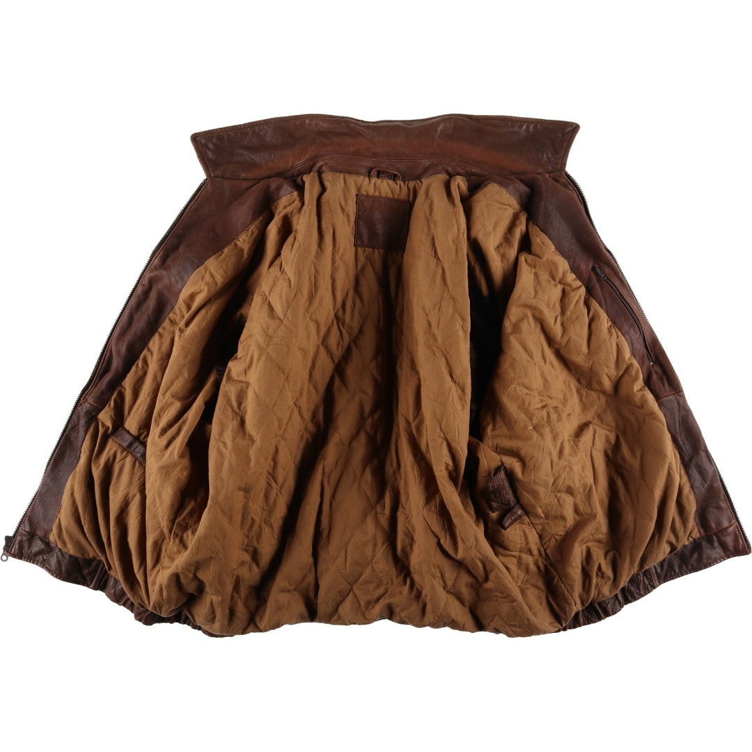 Dockers Swing Top Padded Leather Blouson, Men's XL genuine leather brown type Vintage Second Hand