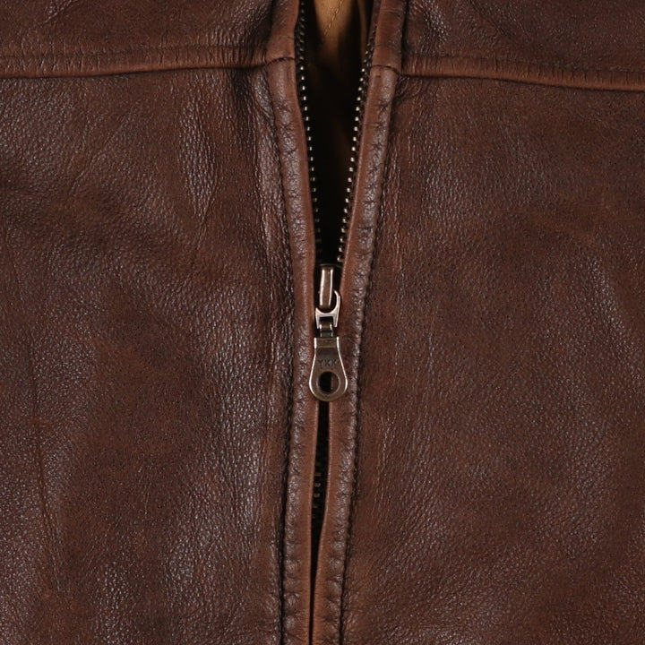 Dockers Swing Top Padded Leather Blouson, Men's XL genuine leather brown type Vintage Second Hand