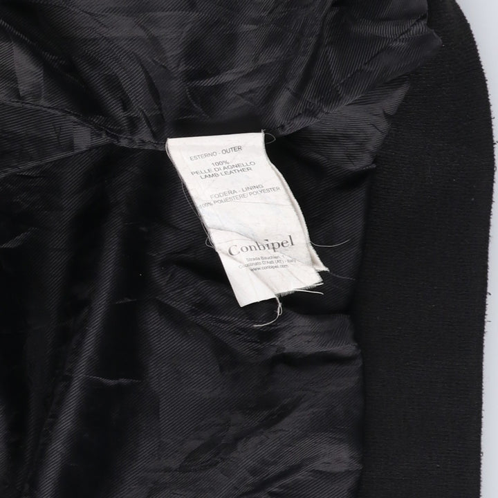 Conbipel Leather Blouson, Men's Size L (approx.) Genuine Leather Lamb Leather black type Vintage Second Hand