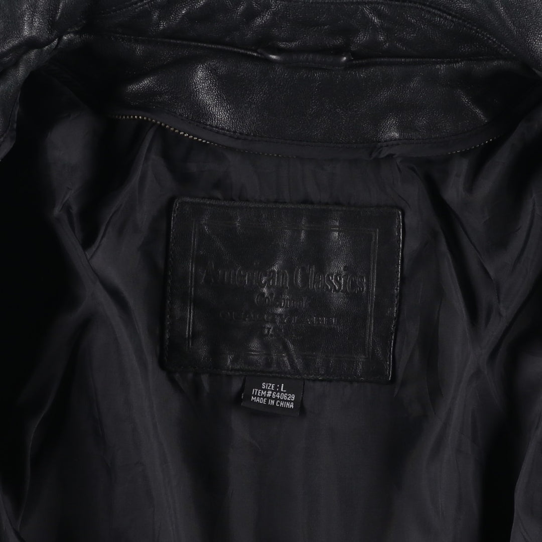 American Classics Swing Top Type Leather Blouson, Men's Size L (approx.) genuine leather black type Vintage Second Hand