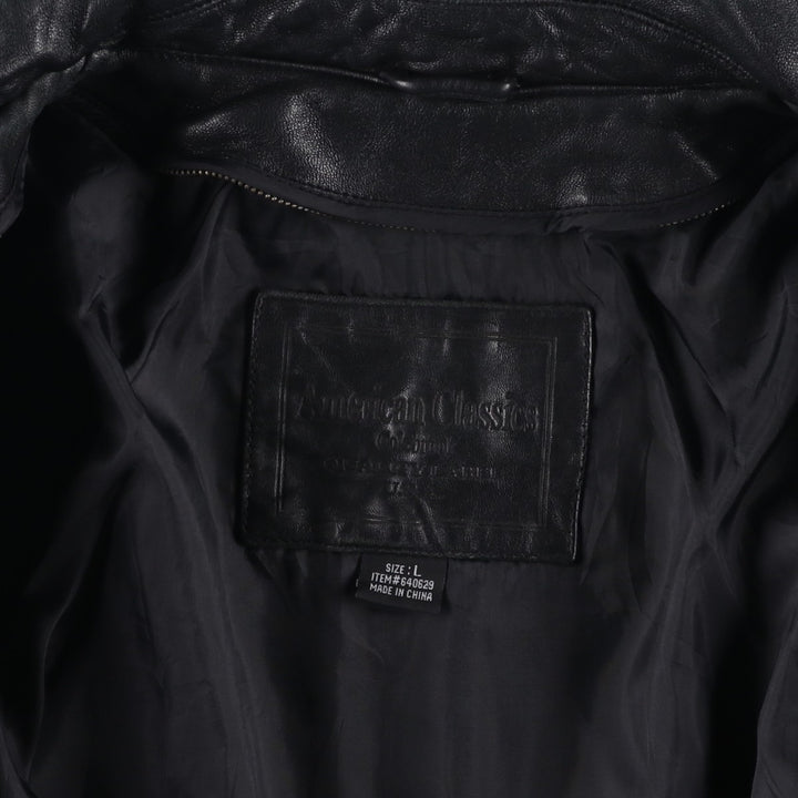 American Classics Swing Top Type Leather Blouson, Men's Size L (approx.) genuine leather black type Vintage Second Hand