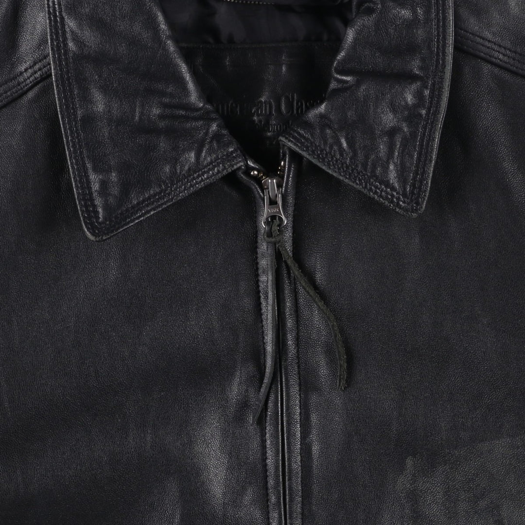 American Classics Swing Top Type Leather Blouson, Men's Size L (approx.) genuine leather black type Vintage Second Hand
