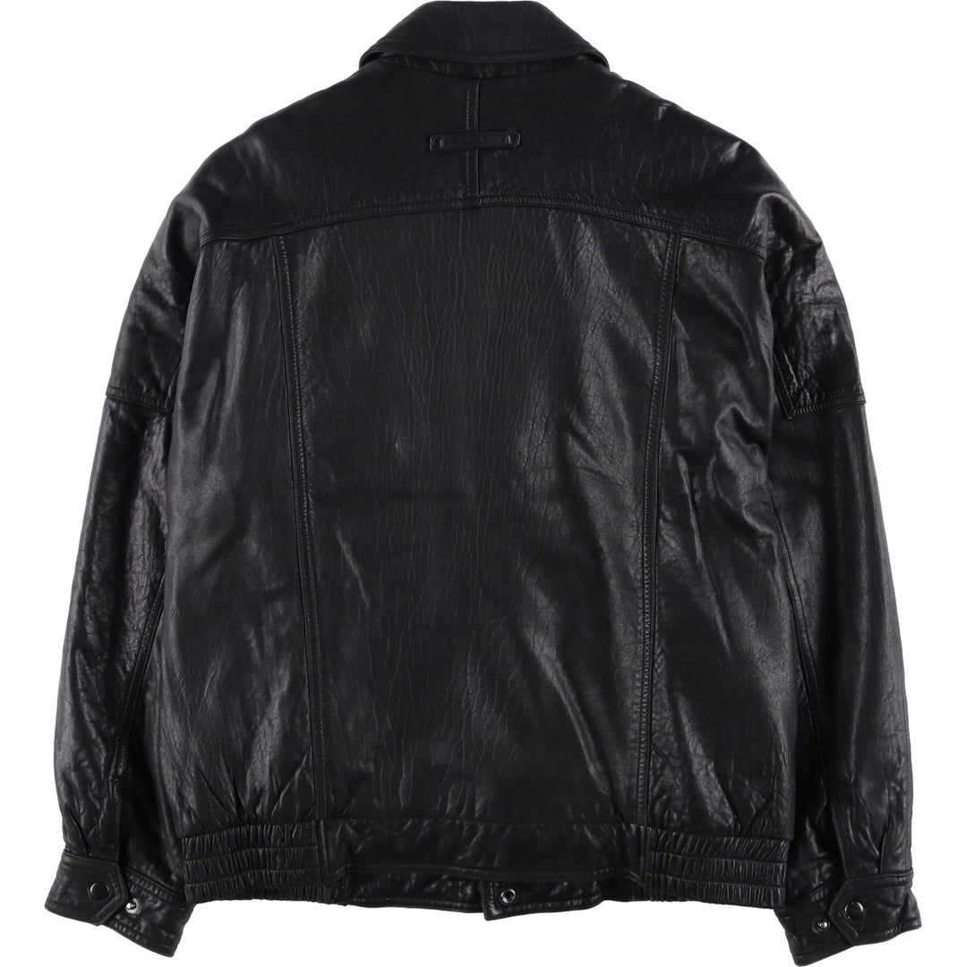 90'S - Vintage CROFT and BARROW Leather Blouson, Men's Size M Genuine Leather Lambskin black type Vintage Second Hand