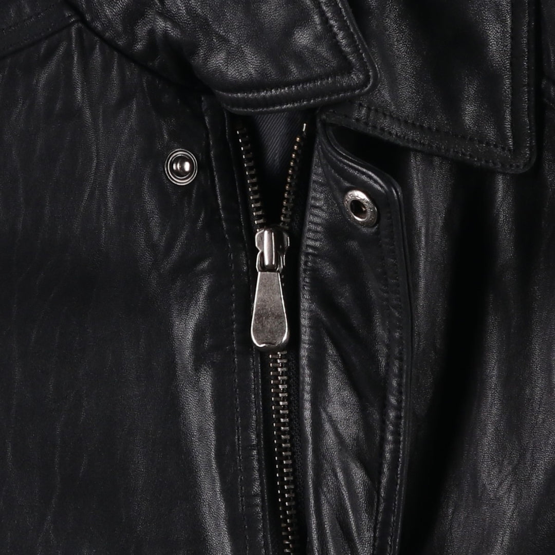 90'S - Vintage CROFT and BARROW Leather Blouson, Men's Size M Genuine Leather Lambskin black type Vintage Second Hand