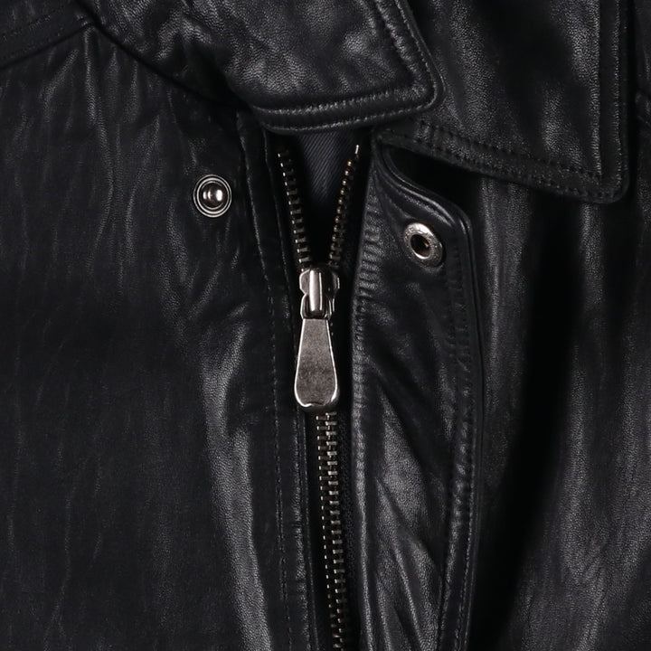 90'S - Vintage CROFT and BARROW Leather Blouson, Men's Size M Genuine Leather Lambskin black type Vintage Second Hand