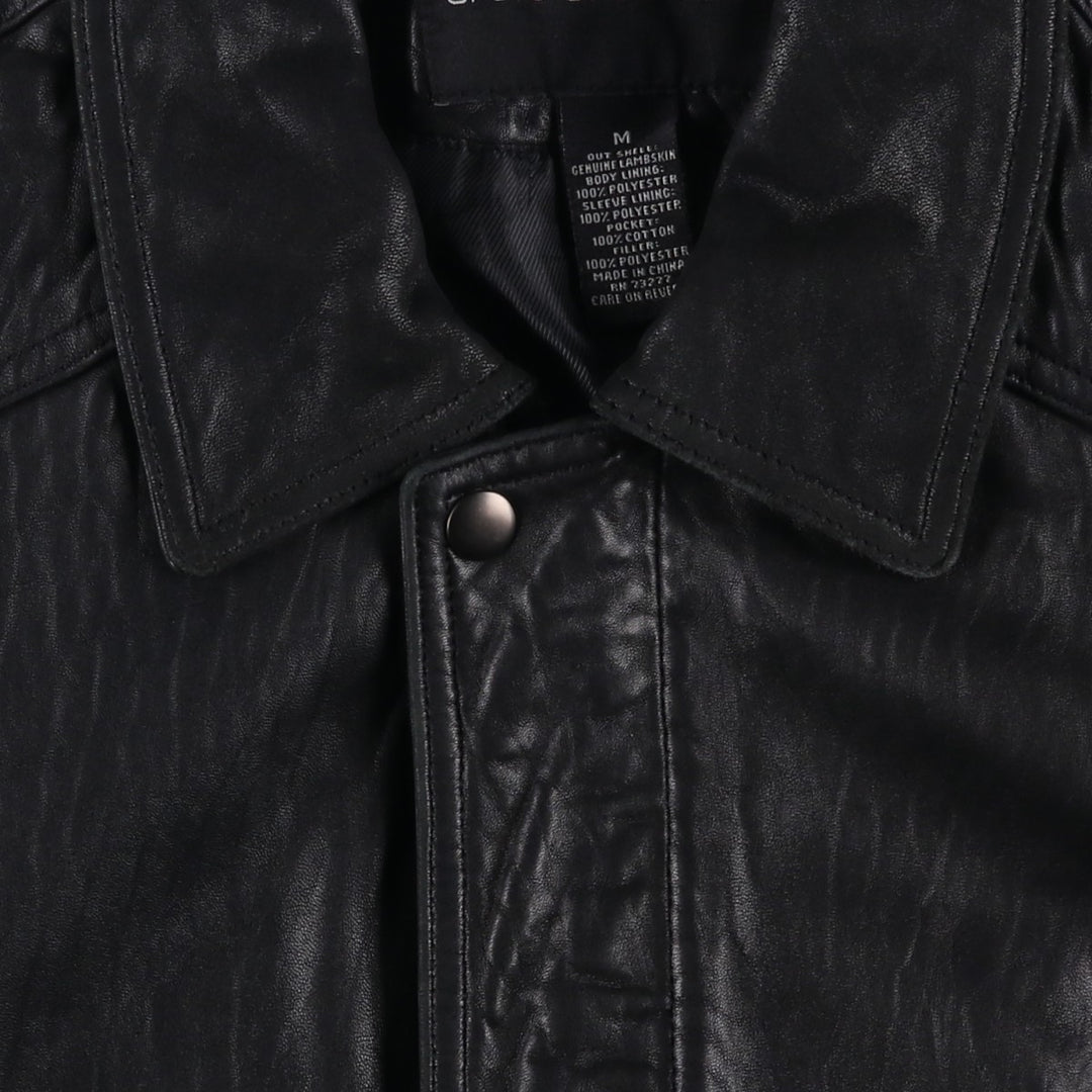 90'S - Vintage CROFT and BARROW Leather Blouson, Men's Size M Genuine Leather Lambskin black type Vintage Second Hand